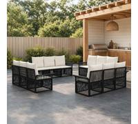 vidaXL Set Divano da Giardino 12 pz Nero polyrattan