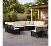 vidaXL Set di divani da giardino, 12 pezzi, nero, in rattan sintetico, divano da giardino moderno, reclinabile all'aperto, resistente alle intemperie, design modulare, in rattan sintetico, sedie da