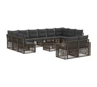 vidaXL Set Divano da Giardino 13 pcs Grigio e Grigio Scuro polyrattan