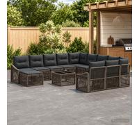 vidaXL Set Divano da Giardino 13 pcs Grigio polyrattan, Set Divano Giardino Moderno, Resistente agli Intemperie, Mobili per Esterni, Comodo Relax, Piedini Regolabili