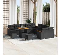 vidaXL Set Divano da Giardino 13 pcs Nero polyrattan
