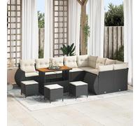 vidaXL Set Divano da Giardino 13 pcs Nero polyrattan
