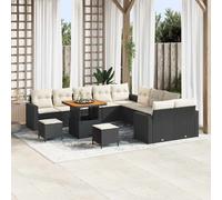 vidaXL Set Divano da Giardino 13 pcs Nero polyrattan