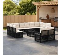 vidaXL Set Divano da Giardino 13 pcs Nero polyrattan