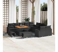 vidaXL Set Divano da Giardino 13 pcs Nero polyrattan