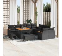 vidaXL Set Divano da Giardino 13 pcs Nero polyrattan