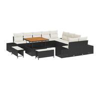 vidaXL Set Divano da Giardino 13 Pezzi con Cuscini in Rattan Sintetico Nero e Design modulare Bianco Panna per l'uso all'aperto. Ha Spazio per 4 Adulti e i Materiali Sono Resistenti alle intemperie p