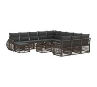 vidaXL Set divano da giardino 13 pezzi grigio polyrattan, divano da giardino, modulabile e resistente, set moderno, poltrone regolabili, mobili da patio