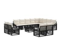 vidaXL Set divano da giardino 13 pezzi nero polyrattan, divano da giardino moderno, design modulare resistente, mobili da patio, set esterno con gambe regolabili