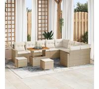 vidaXL Set Divano da Giardino 13 pz 10 posto Beige e Crema polyrattan