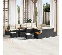 vidaXL Set Divano da Giardino 13 pz 12-Numero di posti Nero e Crema