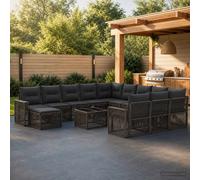 vidaXL Set Divano da Giardino 13 pz 12-Posti Grigio e Grigio Scuro