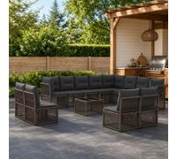 vidaXL Set Divano da Giardino 13 pz 12-Posti Grigio polyrattan