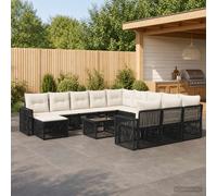 vidaXL Set Divano da Giardino 13 pz 12-Posti Nero e Bianco Crema