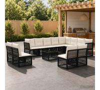 vidaXL Set Divano da Giardino 13 pz 12-Posti Nero polyrattan