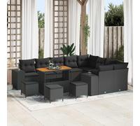 vidaXL Set Divano da Giardino 13 pz 9-Numero di posti Nero polyrattan