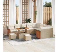 vidaXL Set Divano da Giardino 13 pz 9 posto Beige e Crema polyrattan