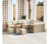 vidaXL Set Divano da Giardino 13 pz 9 posto Beige e Crema polyrattan