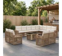 vidaXL Set Divano da Giardino 13 pz Beige e Bianco Crema polyrattan