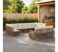 vidaXL Set di divani da giardino, 13 pezzi, beige e bianco crema, divano modulare per giardino, resistente alle intemperie, comodo, facile da pulire, spazio esterno