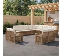 vidaXL Set Divano da Giardino 13 pz Beige e Bianco Crema polyrattan