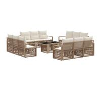 vidaXL Set Divano da Giardino 13 pz Beige e Bianco Crema polyrattan