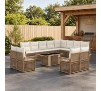 vidaXL Set Divano da Giardino 13 pz Beige e Bianco Crema polyrattan