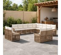 vidaXL Set di divani da giardino, 13 pezzi, beige e bianco crema, divano da giardino moderno, mobili da patio resistenti alle intemperie, design modulare per ponti e aree di riposo