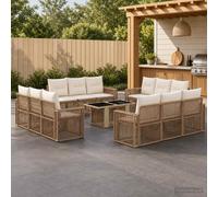 vidaXL Set Divano da Giardino 13 pz Beige e Bianco Crema polyrattan