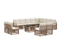 vidaXL Set Divano da Giardino 13 pz Beige e Bianco Crema polyrattan