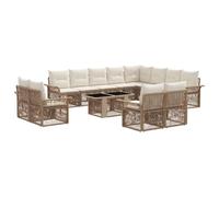 vidaXL Set Divano da Giardino 13 pz Beige e Bianco Crema polyrattan