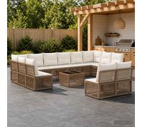 vidaXL Divano da giardino, 13 pezzi, beige polyrattan, divano da giardino moderno, soggiorno esterno, resistente alle intemperie, design modulabile, poli rattan, soggiorno patio