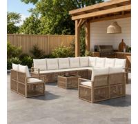 vidaXL Set di divani da giardino, 13 pezzi, beige, rattan sintetico, divano modulare in rattan, per giardino moderno, resistente alle intemperie, facile da pulire