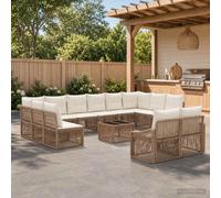 vidaXL Set di divani da giardino, 13 pezzi, beige, rattan sintetico, divano moderno per esterni, mobili resistenti alle intemperie, gambe regolabili, design modulare, ideale per il patio