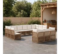 vidaXL Set di divani da giardino, 13 pezzi, beige, rattan sintetico, set divano da giardino moderno, resistente alle intemperie, design modulare, spazio esterno funzionale, rattan poliestere