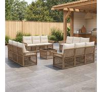 vidaXL Set di divani da giardino, 13 pezzi, beige polyrattan, divano da giardino moderno, design modulare resistente alle intemperie, seduta lounge per patio