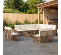 vidaXL Set di divani da giardino, 13 pezzi, beige polyrattan, divano modulare, moderno, resistente alle intemperie, con gambe regolabili, ideale per rilassarsi in giardino