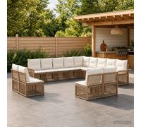 vidaXL Set di divani da giardino da 13 pezzi, beige in rattan sintetico, divano da giardino chic, sedute moderne, design modulare resistente alle intemperie, rilassati con il set da patio