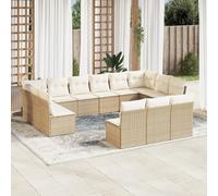 vidaXL Set Divano da Giardino 13 pz con Cuscini Beige in Polyrattan
