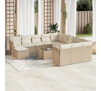 vidaXL Set Divano da Giardino 13 pz con Cuscini Beige in Polyrattan