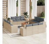 vidaXL Set Divano da Giardino 13 pz con Cuscini Beige in Polyrattan
