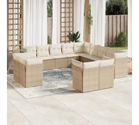 vidaXL Set Divano da Giardino 13 pz con Cuscini Beige in Polyrattan