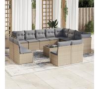 vidaXL Set Divano da Giardino 13 pz con Cuscini Beige in Polyrattan
