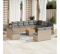 vidaXL Set Divano da Giardino 13 pz con Cuscini Beige in Polyrattan