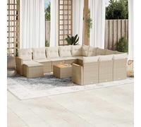 vidaXL Set Divano da Giardino 13 pz con Cuscini Beige in Polyrattan