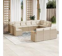 vidaXL Set Divano da Giardino 13 pz con Cuscini Beige in Polyrattan