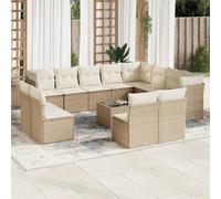 vidaXL Set Divano da Giardino 13 pz con Cuscini Beige in Polyrattan