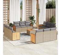 vidaXL Set Divano da Giardino 13 pz con Cuscini Beige in Polyrattan