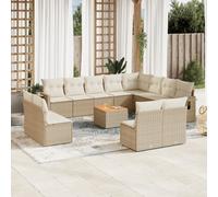 vidaXL Set Divano da Giardino 13 pz con Cuscini Beige in Polyrattan