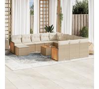 vidaXL Set Divano da Giardino 13 pz con Cuscini Beige in Polyrattan
